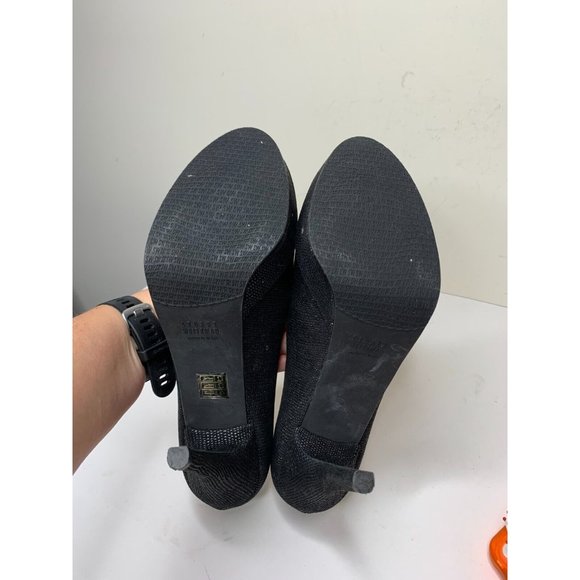 Stuart Weitzman for Russell & Bromley Black Textured Pumps Size 10 Open Toe - Picture 5 of 7